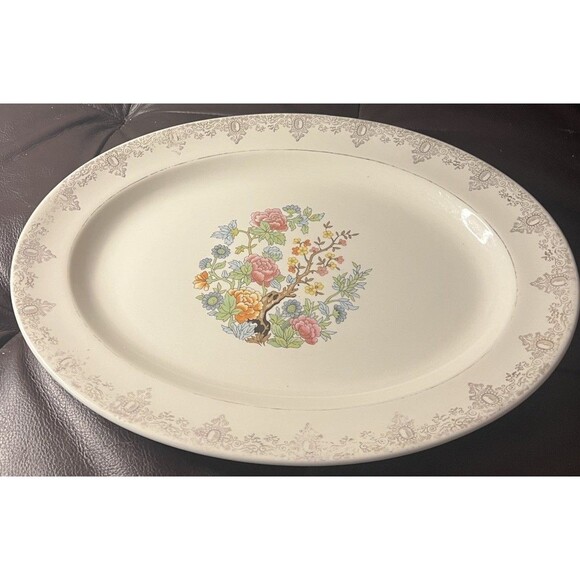 Century by Salem Indian Tree 13.5 inch Serving Platter 23 Karat Floral 1950’s - Picture 1 of 6